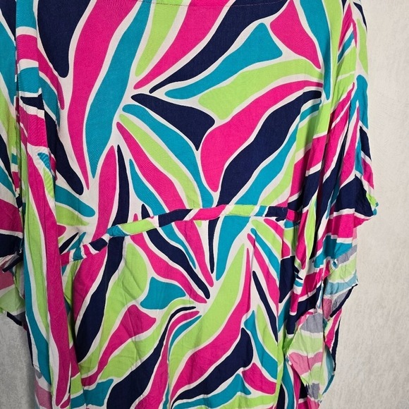 Escapada Ladies L/XL Aegean Blue Poppy Short Sleeve Kimono Cover Up Beach Summer - Picture 8 of 8